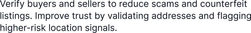 Marketplace industry illustration — address verification across buyers and sellers