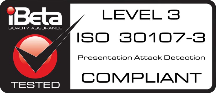 iBeta ISO 30107-3 Level 3 presentation attack detection compliant seal