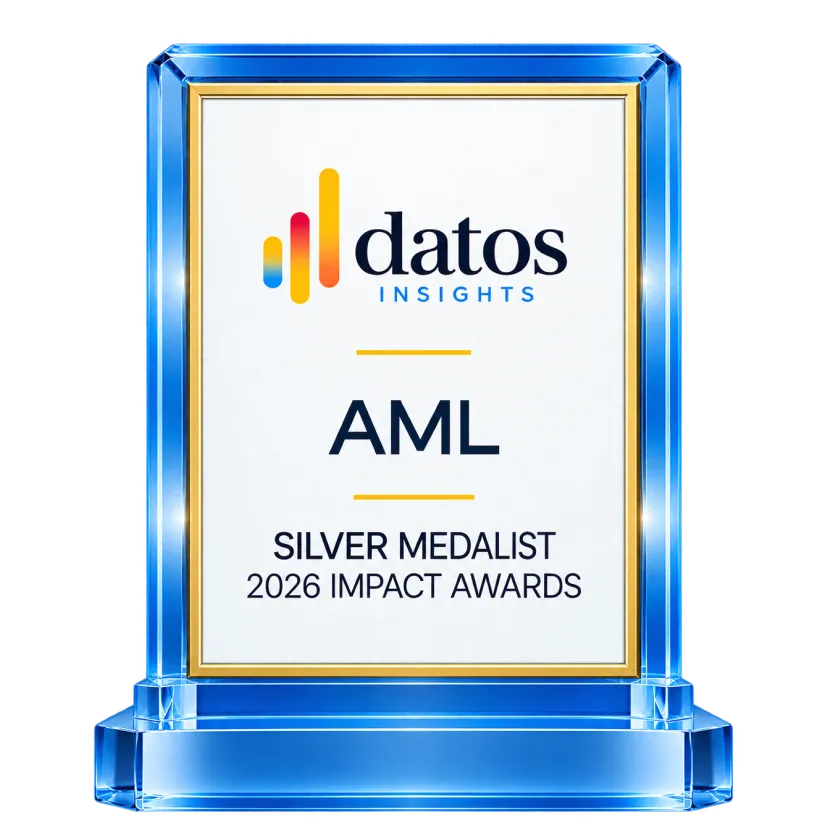 Datos Insights 2026 Impact Award silver medalist trophy for AML