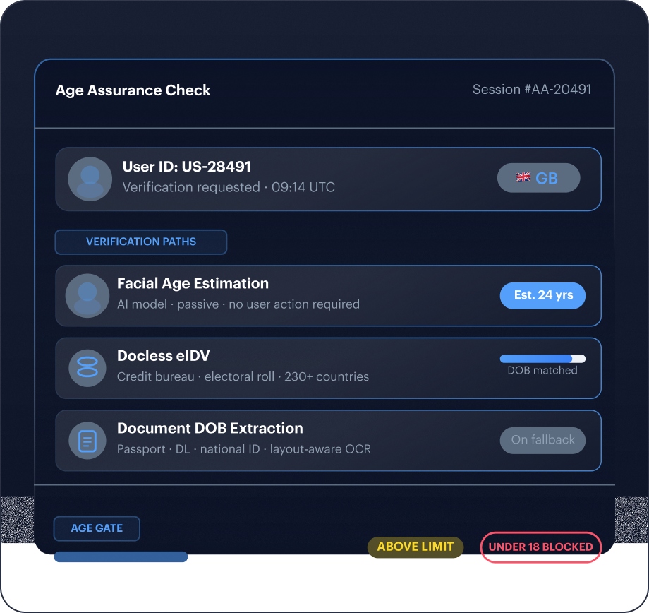 Age Assurance mockup