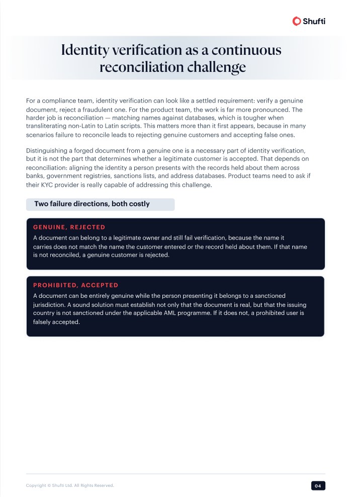Guide page — identity verification as a continuous reconciliation challenge