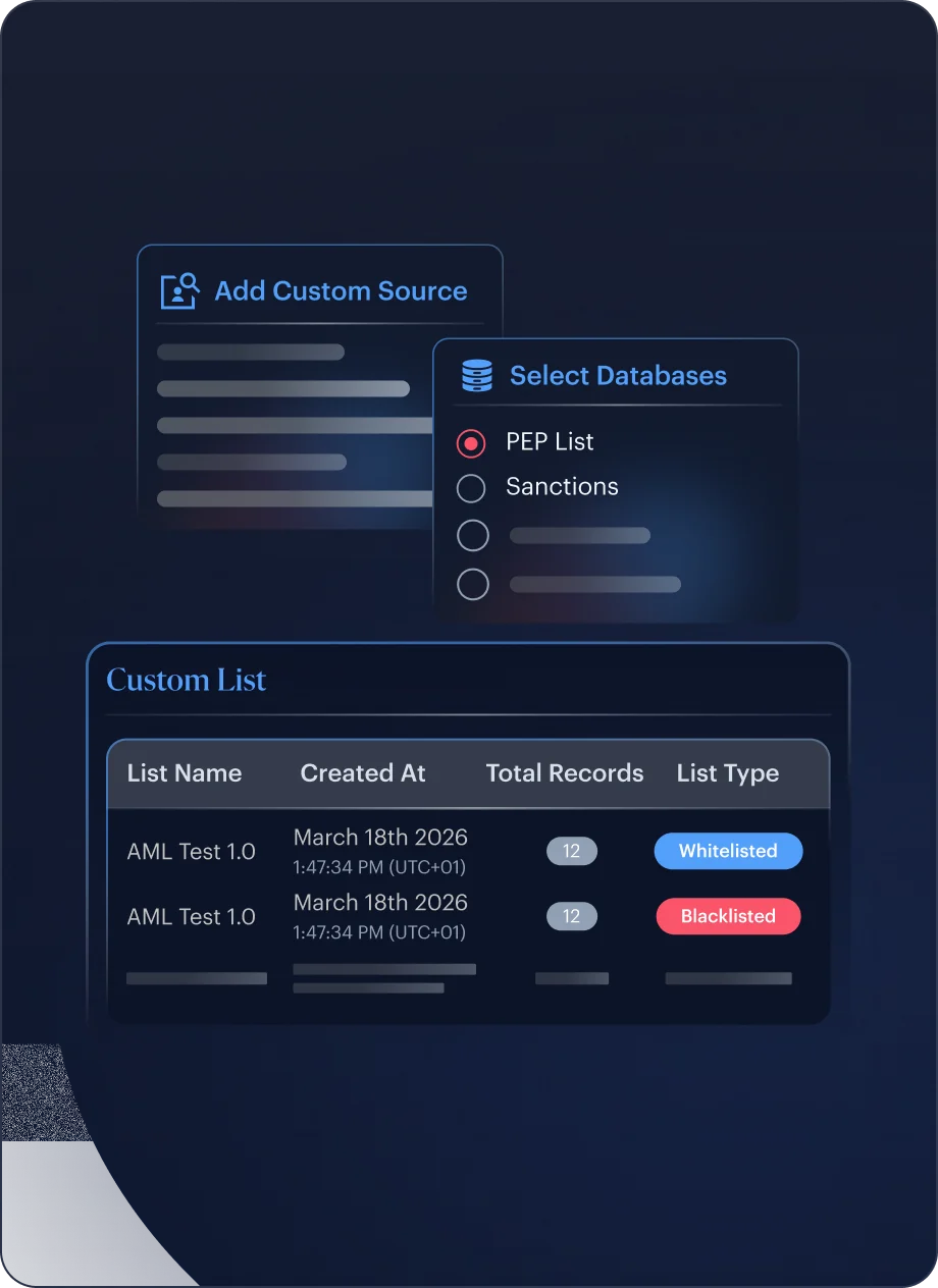 Watchlist Screening compliance interface