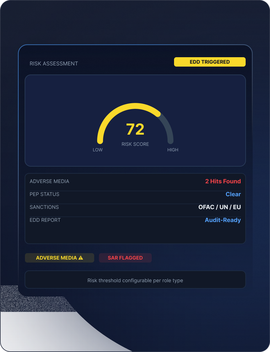 Enhanced Due Diligence mockup