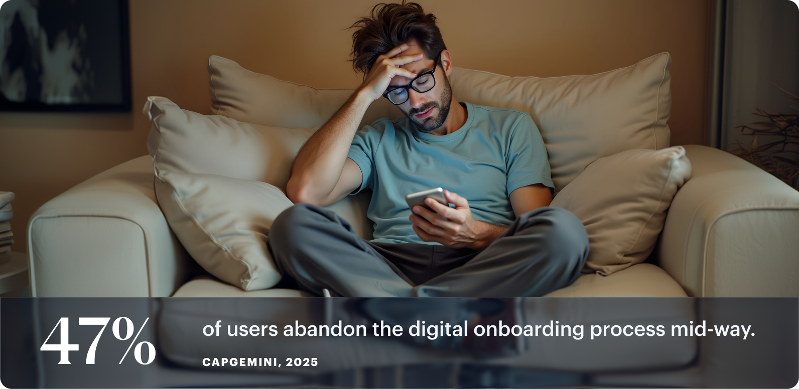 47% of users abandon the digital onboarding process mid-way — Capgemini, 2025