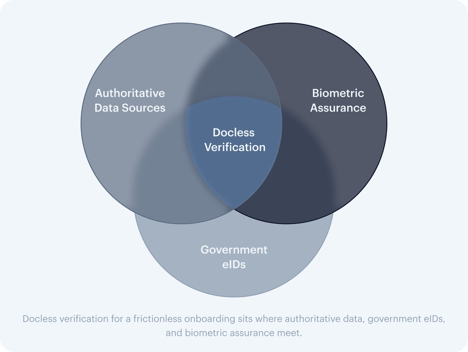 Docless verification sits at the intersection of authoritative data sources, government eIDs, and biometric assurance