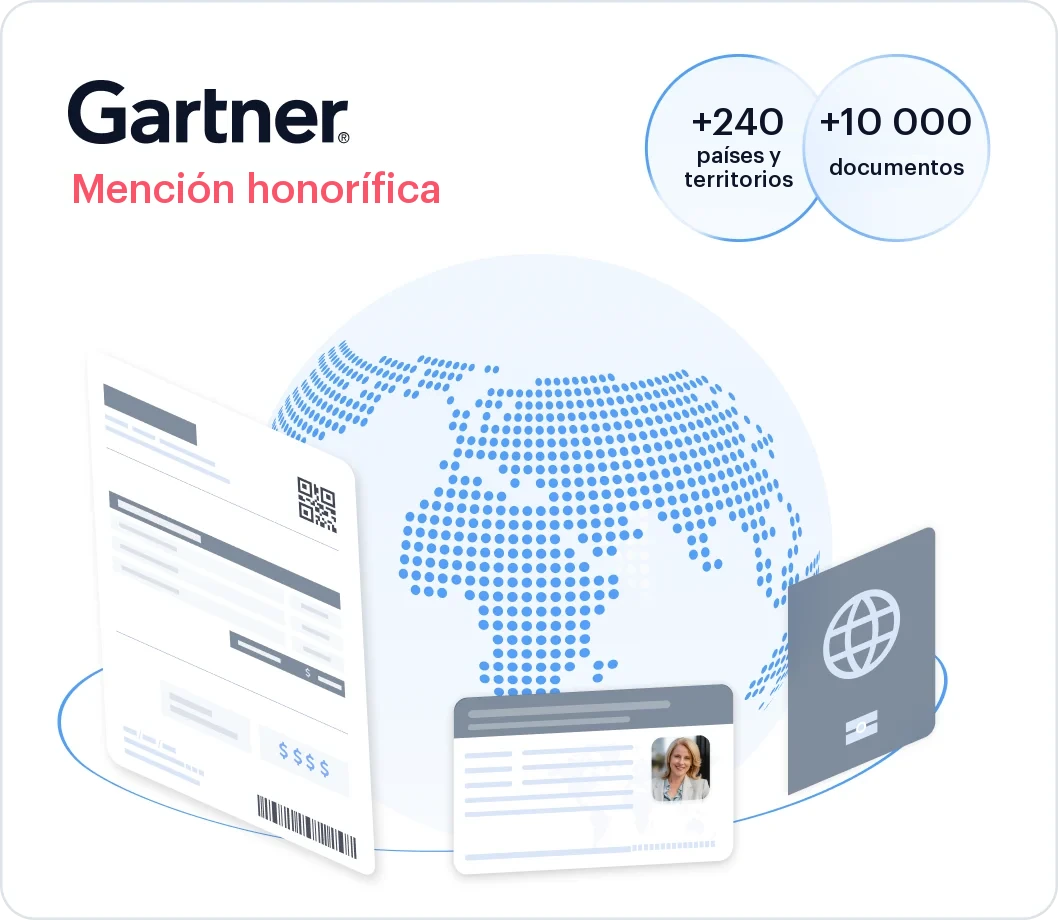 Gráfico del reconocimiento de Gartner a Shufti por la variedad de documentos admitidos y su cobertura internacional