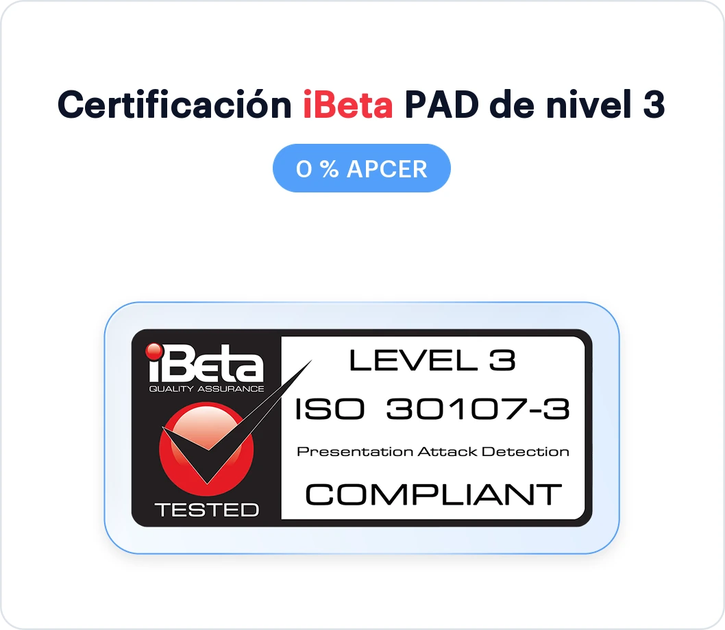 Gráfico de la certificación iBeta PAD de nivel 3 de Shufti con un APCER del 0 %