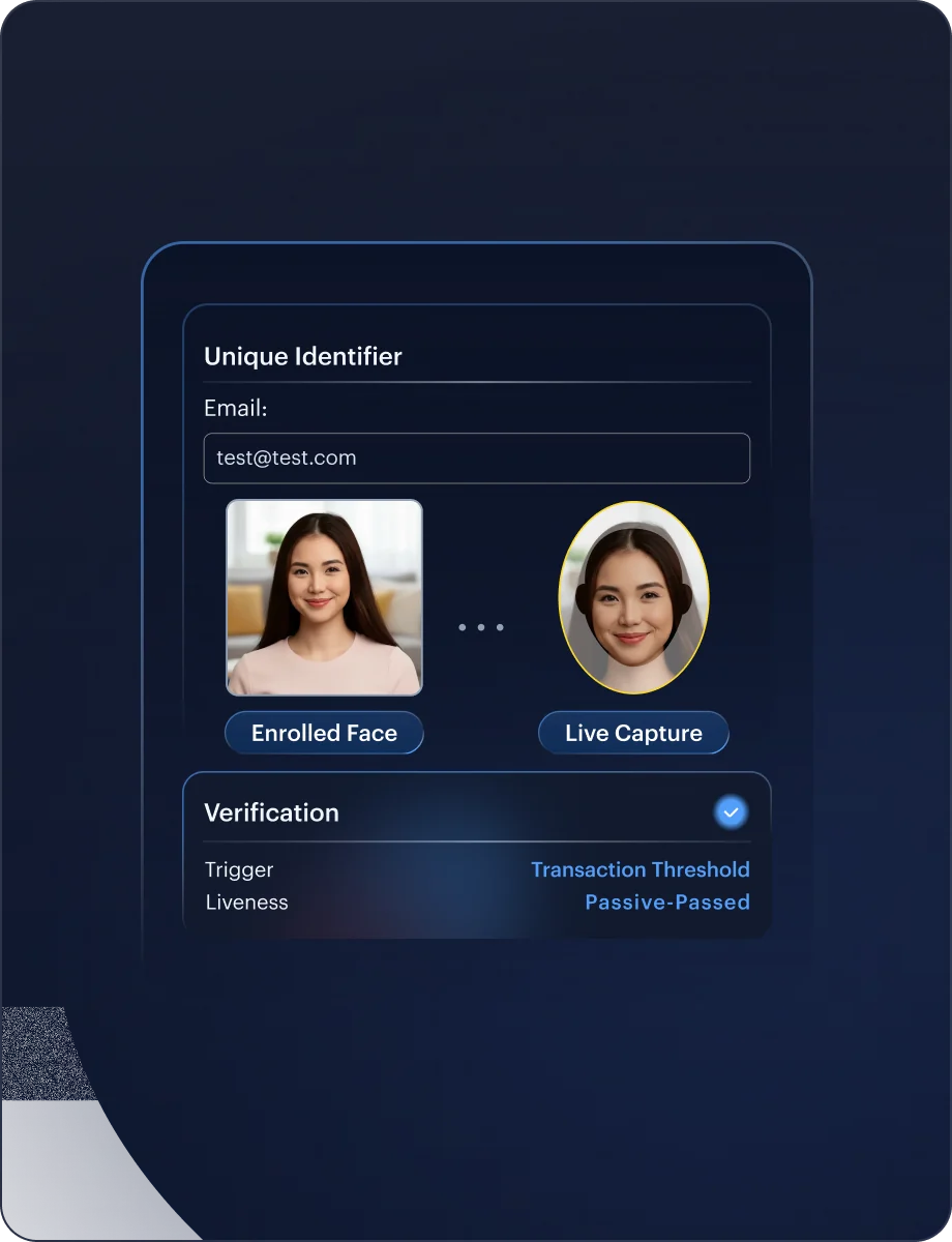 Biometric Face Authentication — Authentication interface