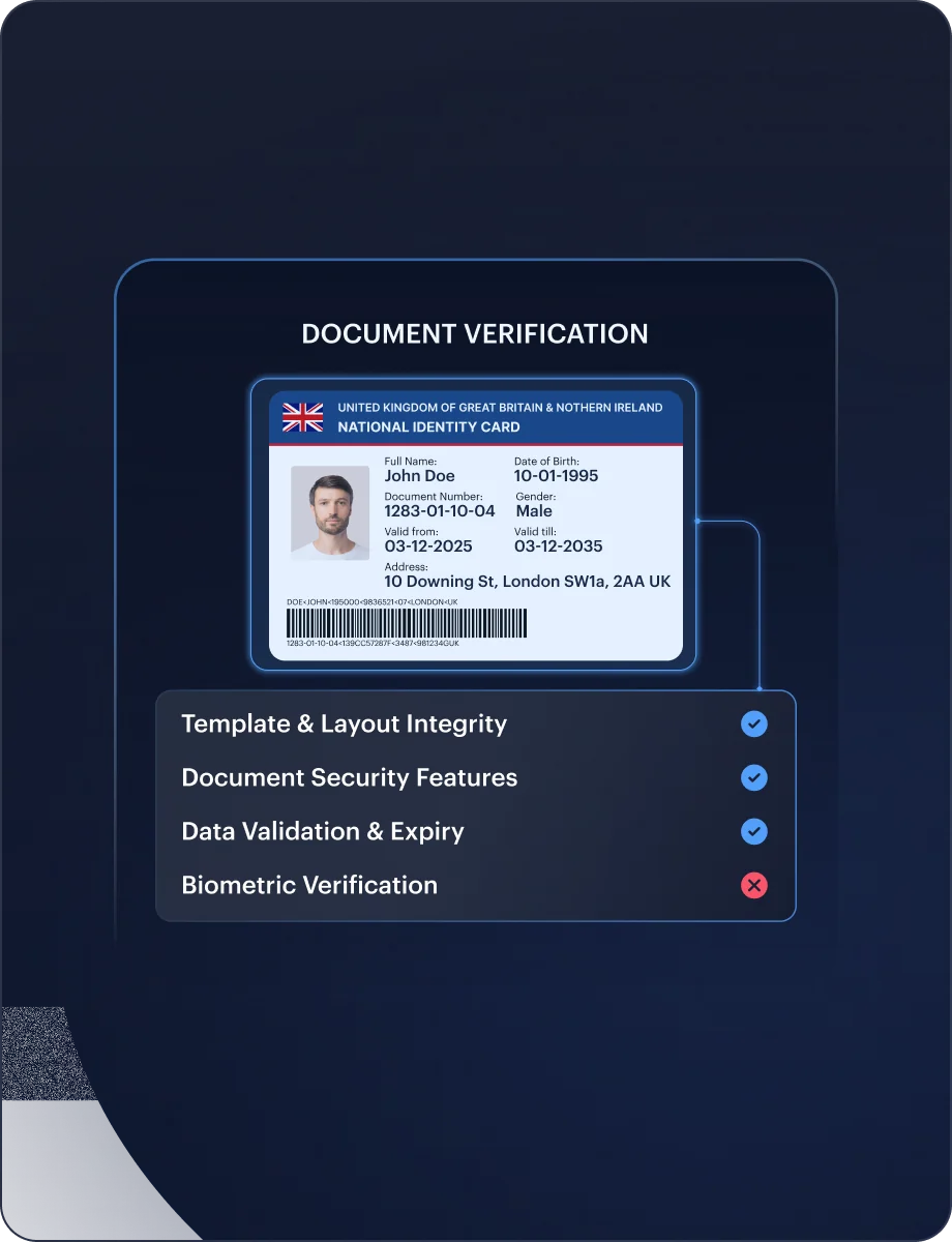 Document Verification — User Verification interface