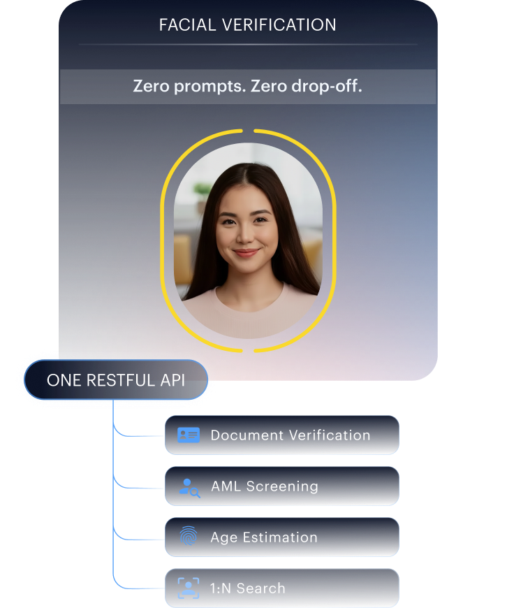 Friction removed mockup — passive verification flow without prompts or challenges.