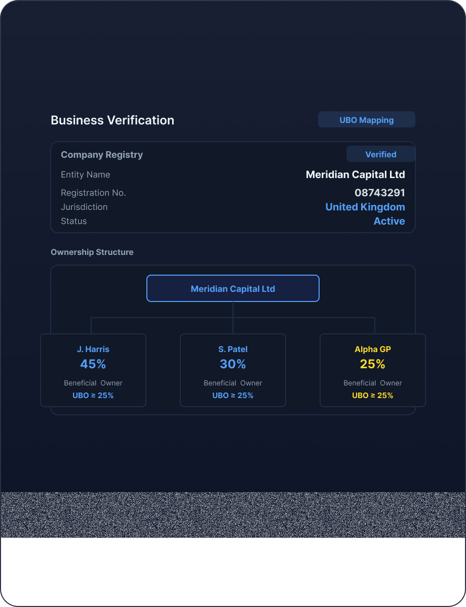 Business Verification mockup
