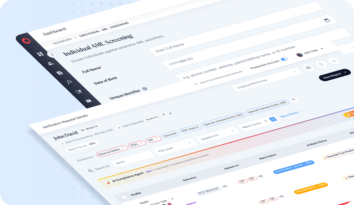 AML Screening interactive demo preview