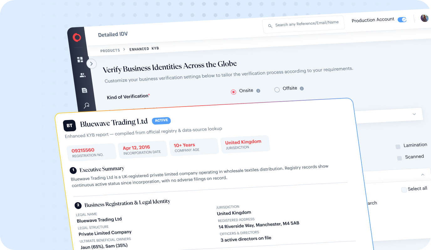 Business Verification interactive demo preview
