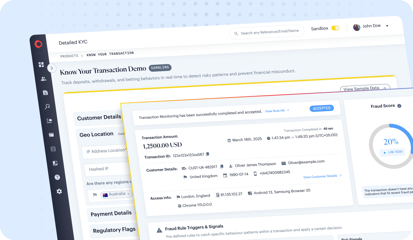 Transaction Monitoring interactive demo preview
