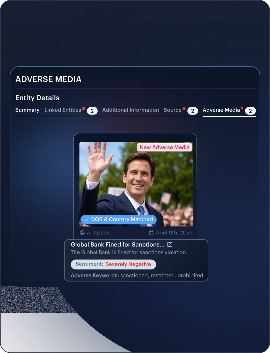 Adverse Media interface