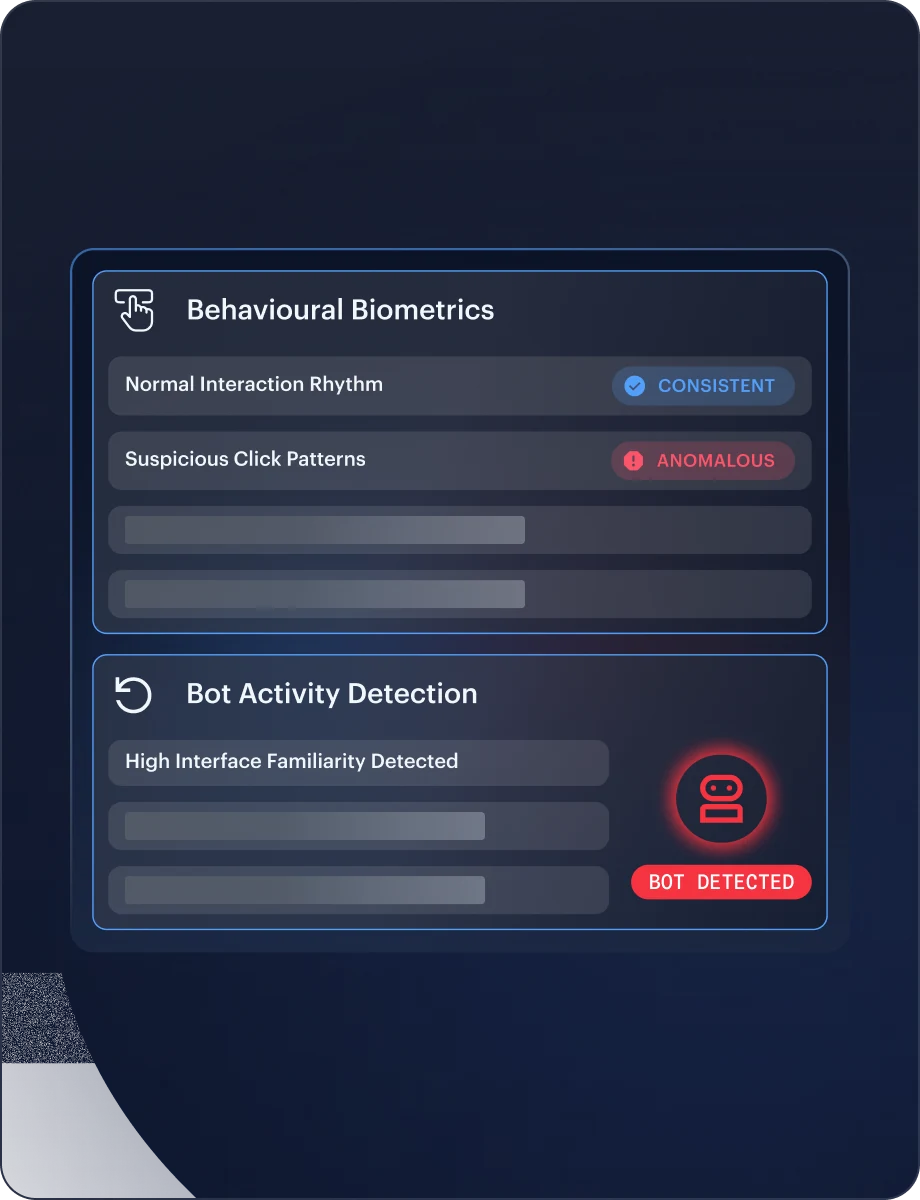 Behavioral Biometrics interface