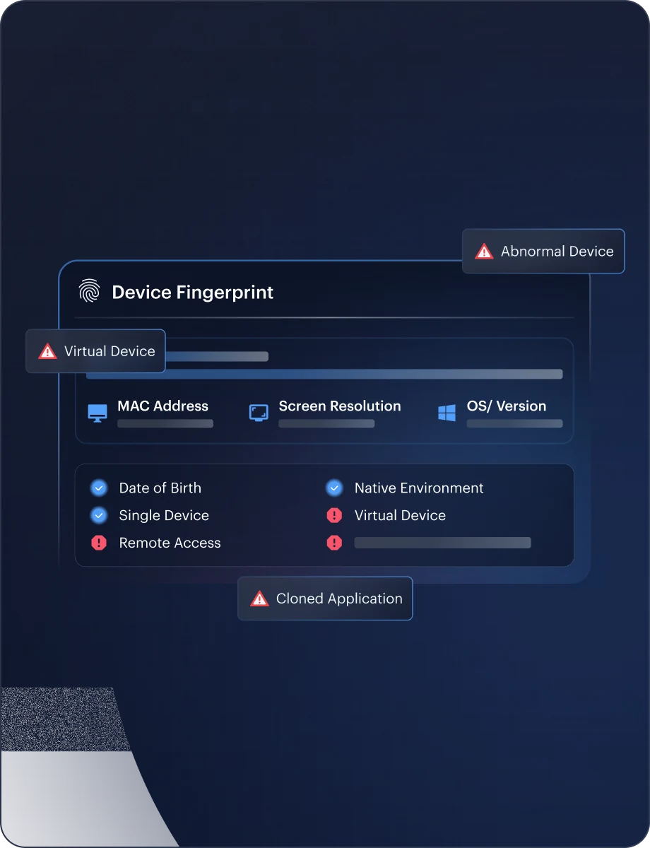 Device Fingerprinting interface