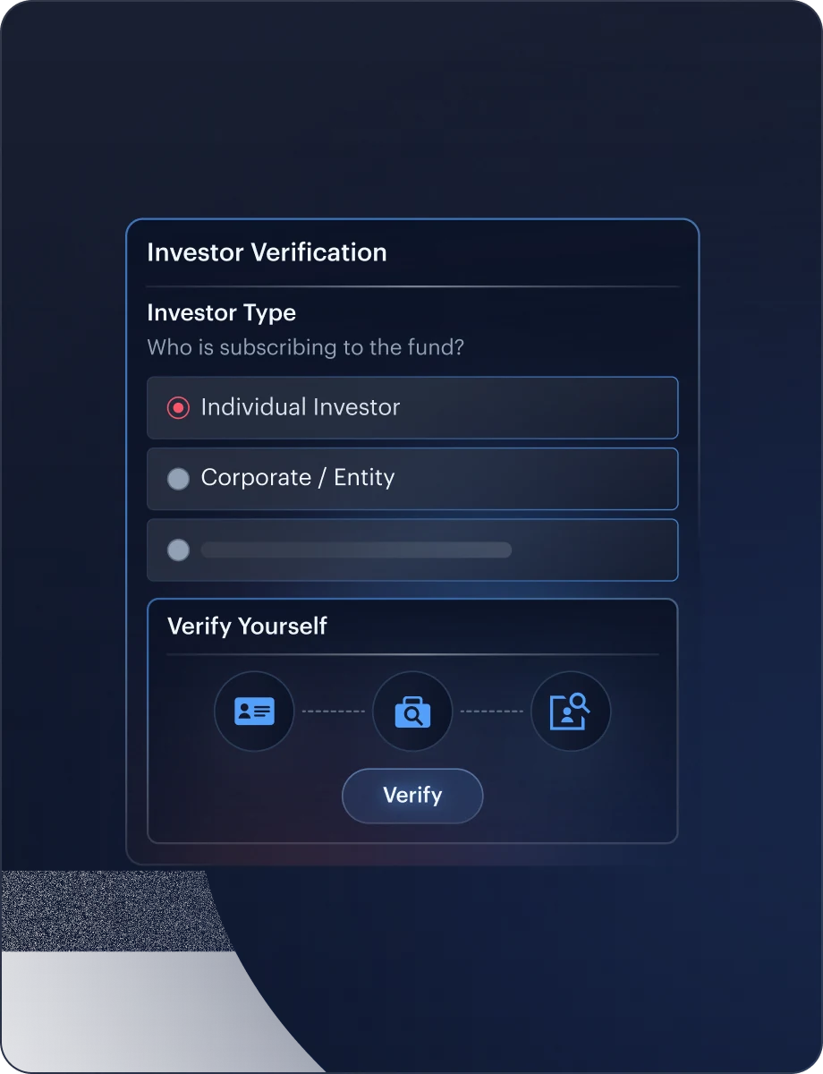 Investor Verification interface