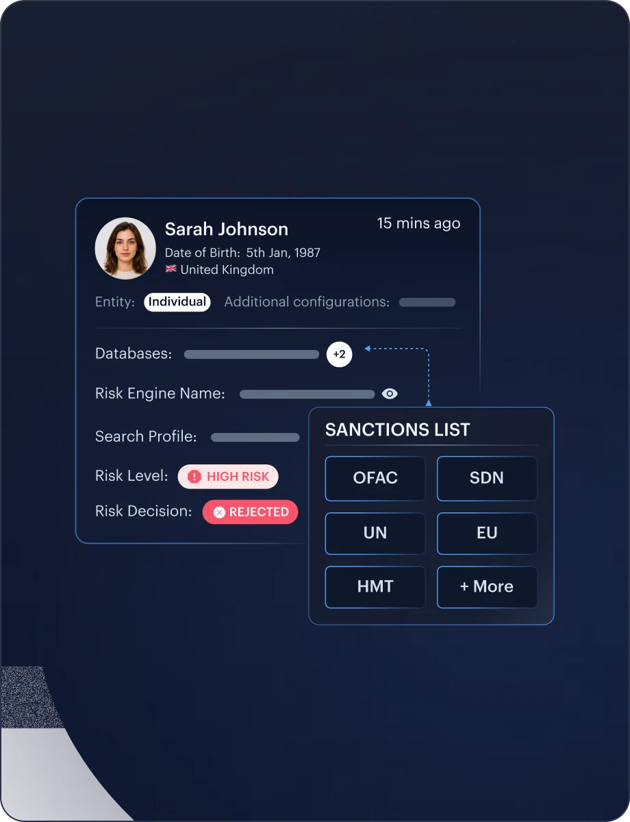 Sanctions interface