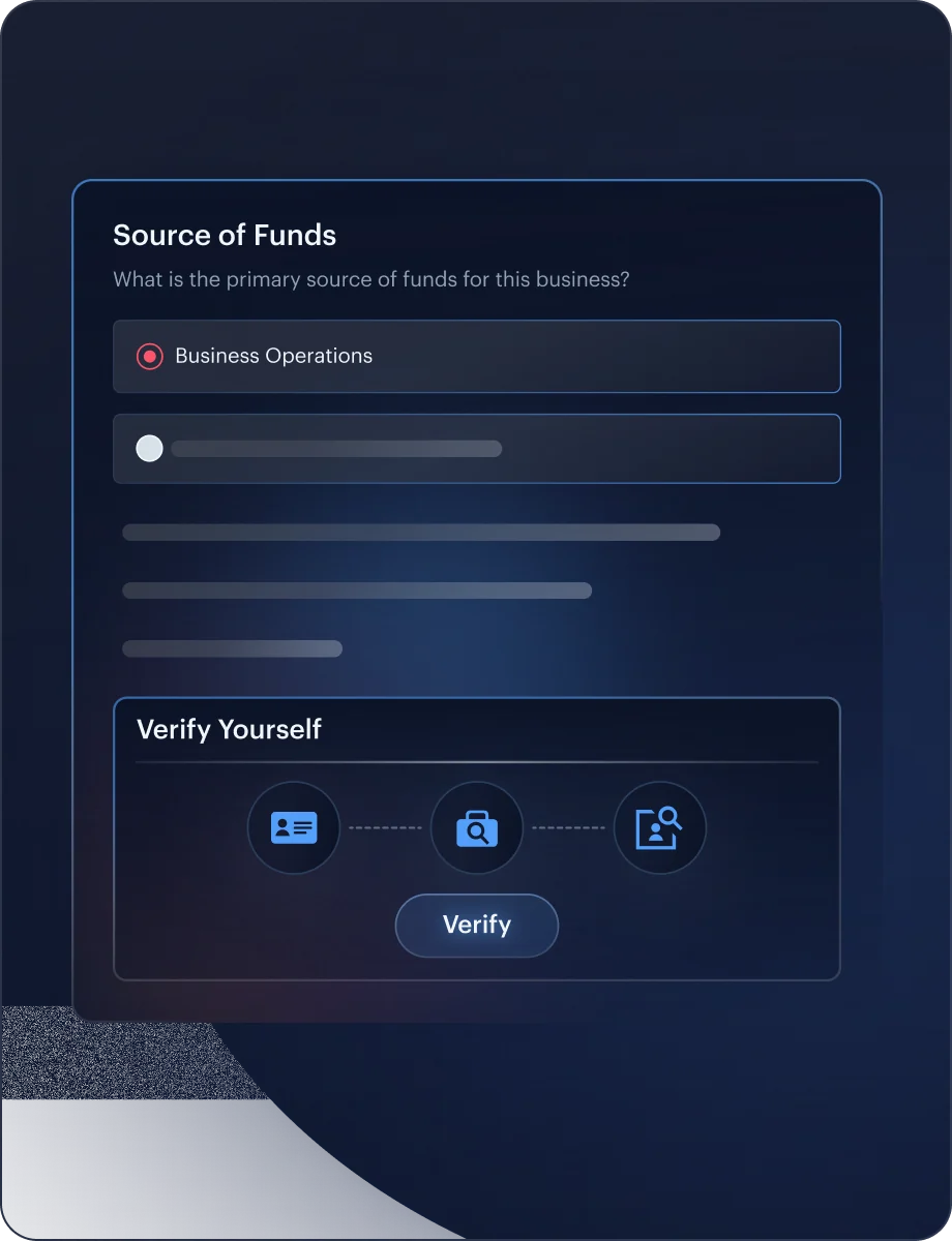 Due Diligence — Business Onboarding interface
