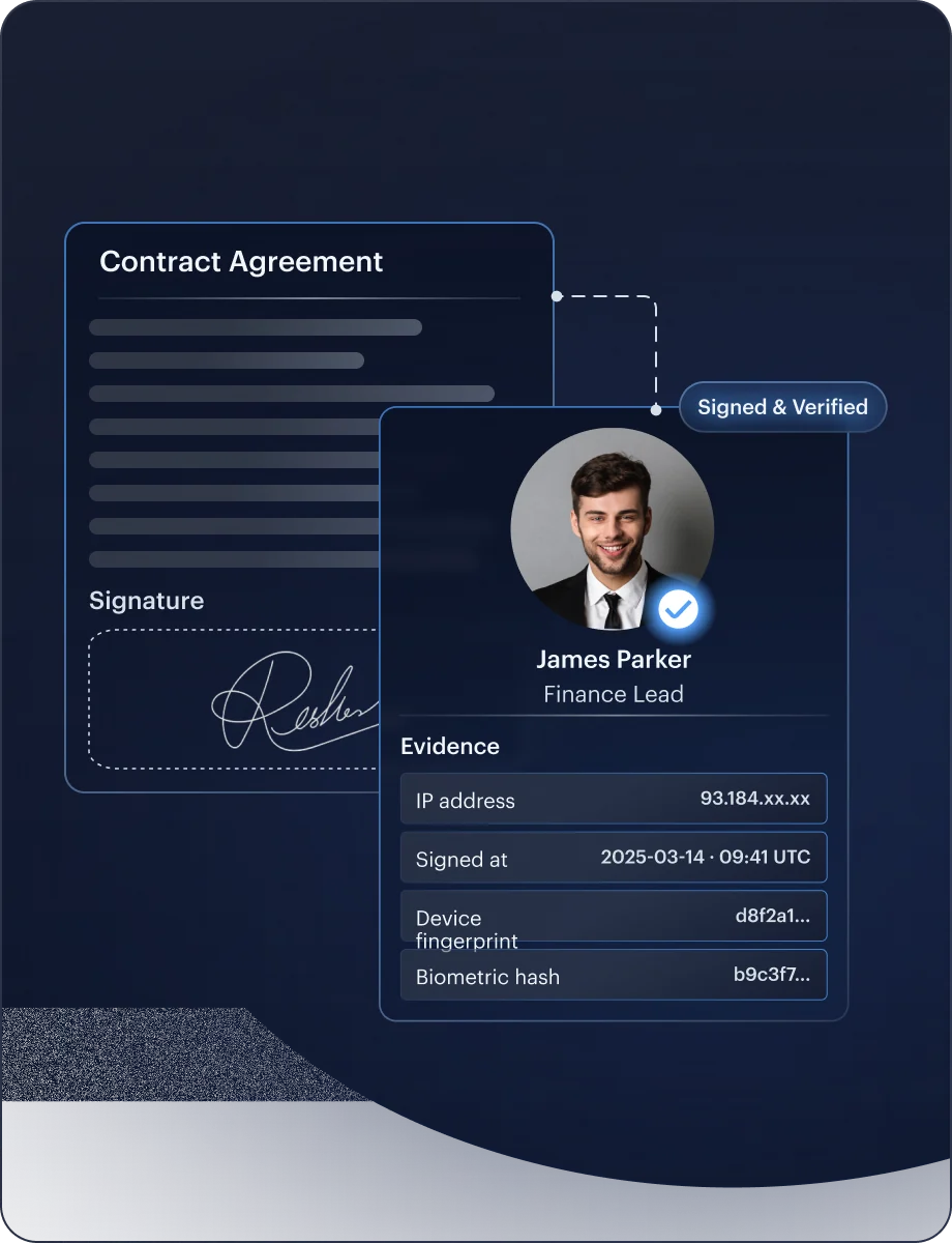 E-Signature — Business Onboarding interface
