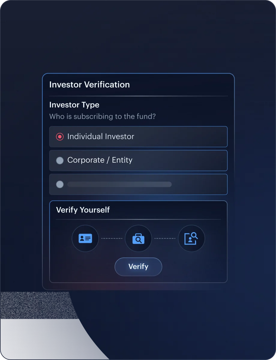Investor Verification — Business Onboarding interface
