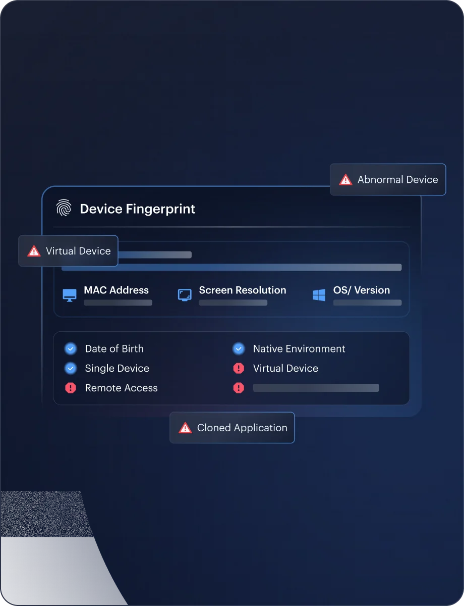 Device Fingerprinting — Fraud Prevention interface