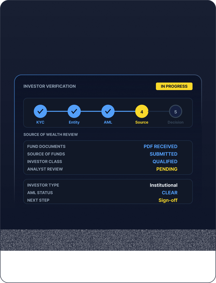 Investor Verification mockup