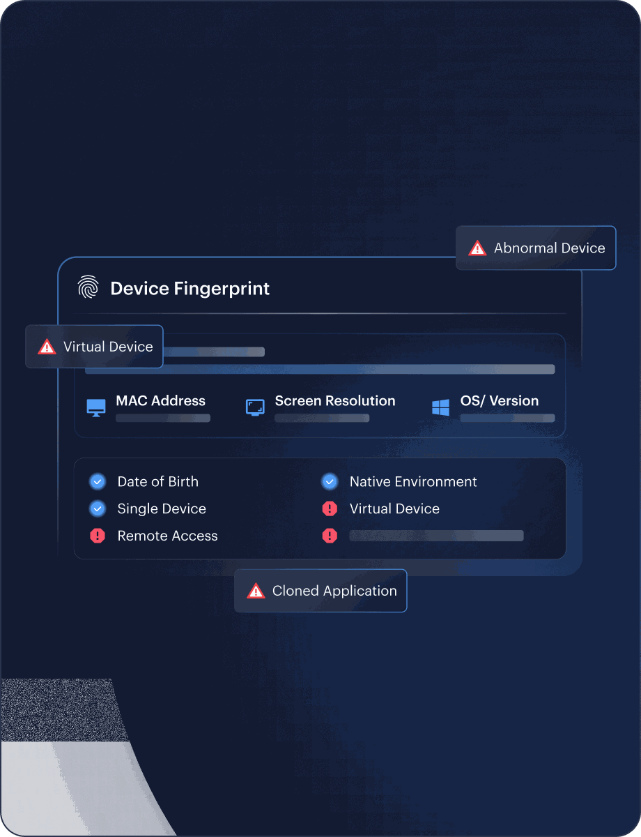 Device Fingerprinting KYC interface