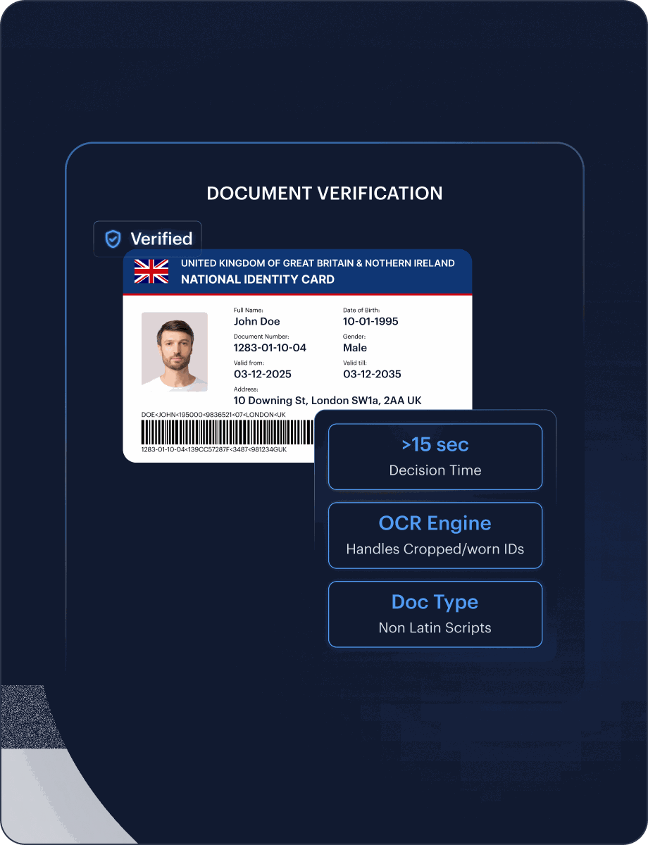 Document Verification KYC interface