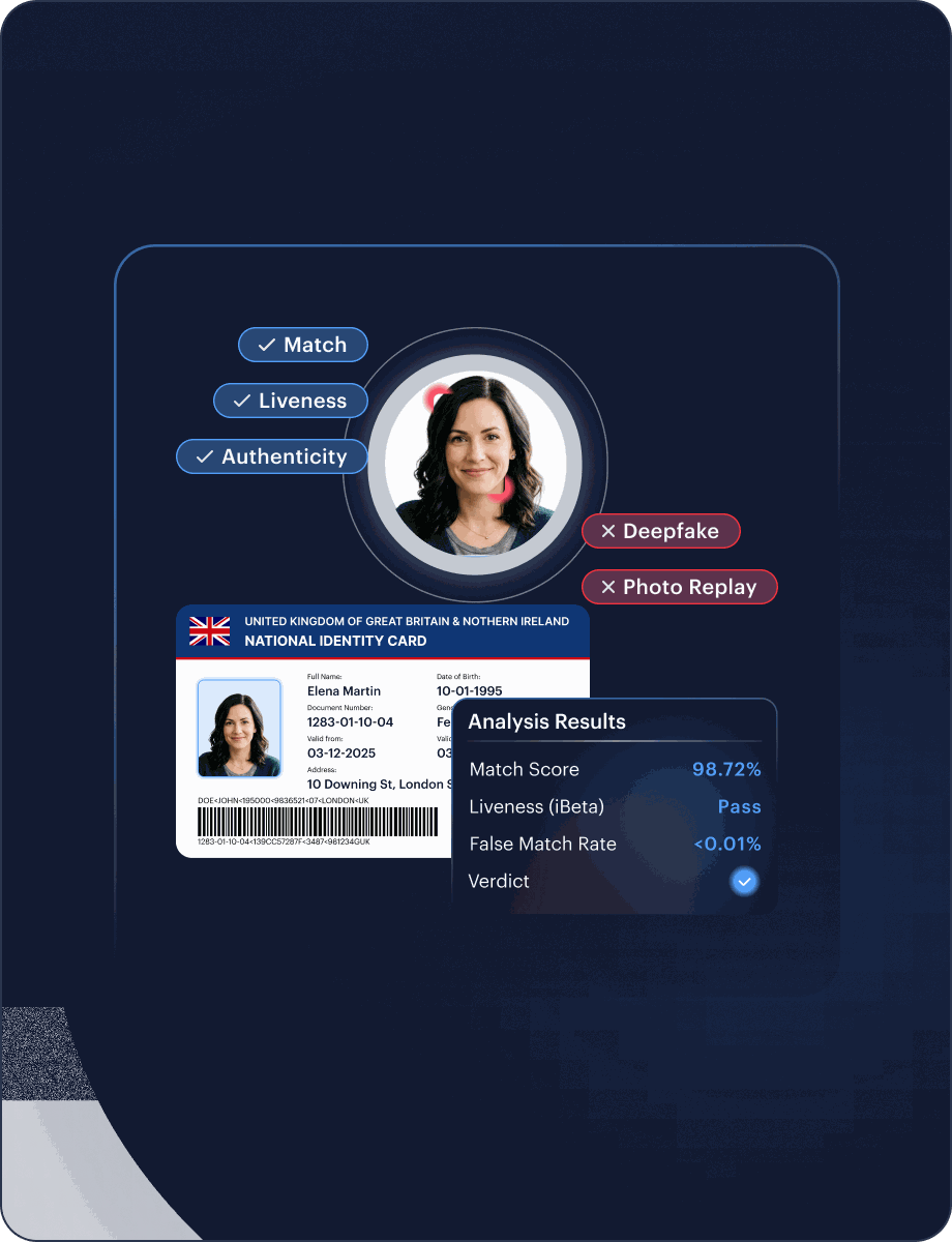 Facial Biometrics KYC interface