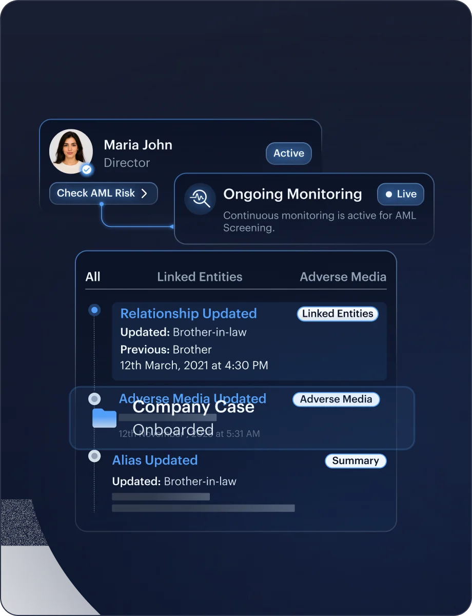 PEP Screening — Approve & Monitor interface