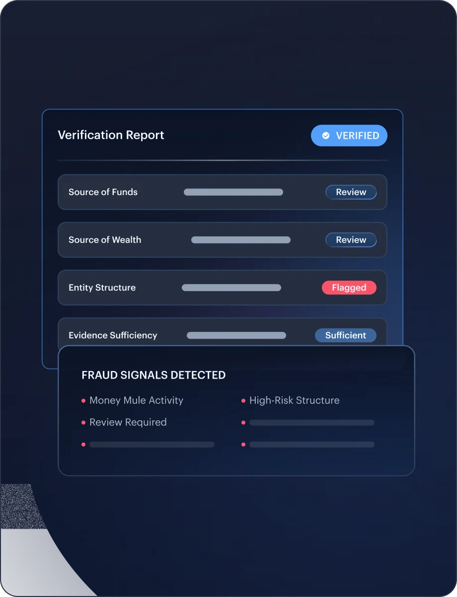 Investor Verification — Assess & Review Risk interface