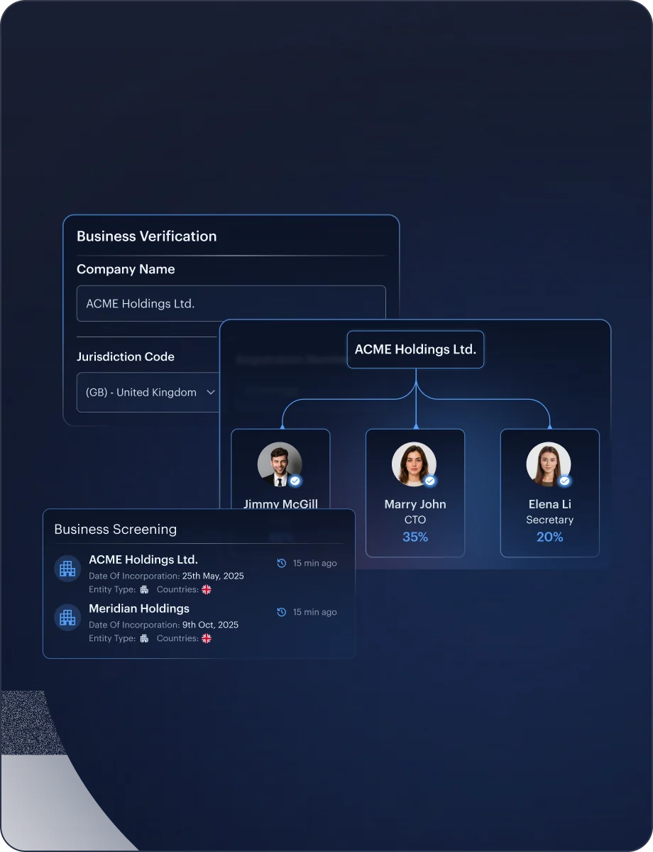 Business Verification — Configure & Collect interface