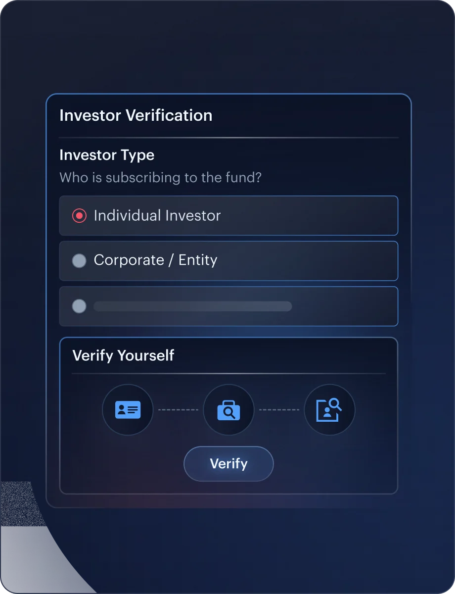 Investor Verification — Configure & Collect interface