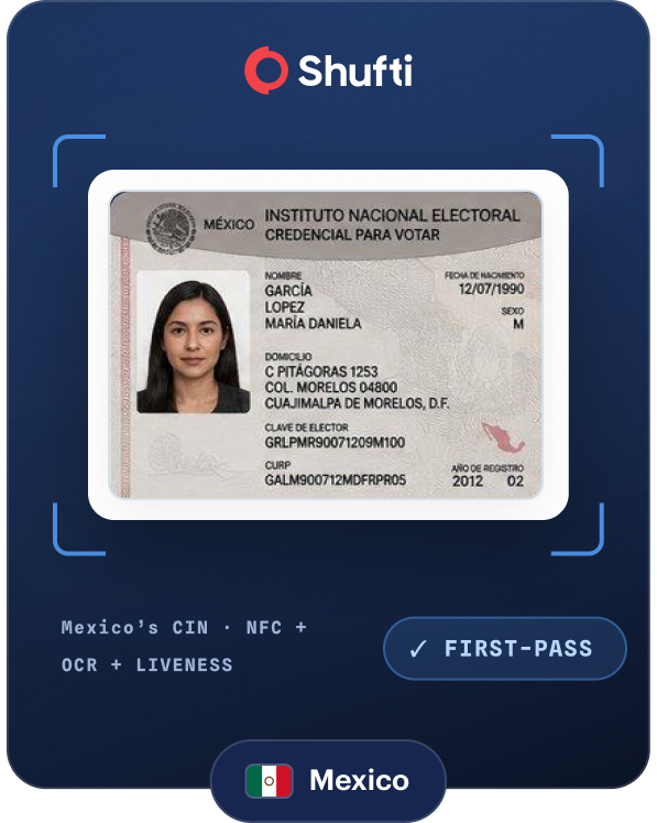 Mexico's 2026 KYC Pass-Rate Handbook — INE credential read with NFC, OCR and liveness, first-pass