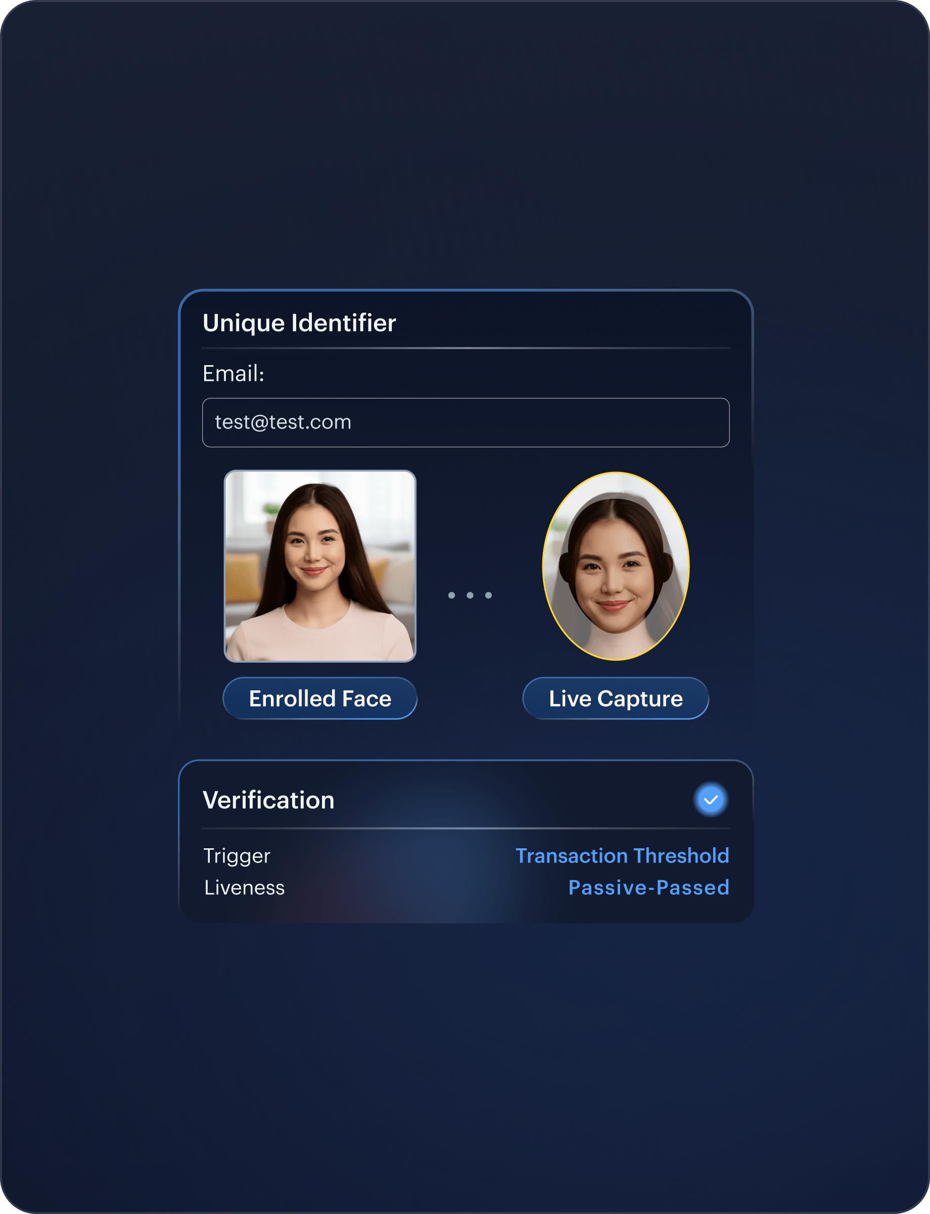 Biometric Face Authentication age assurance interface