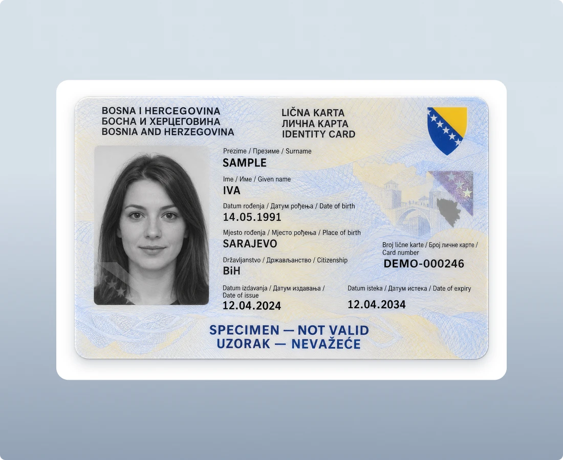 BiH Identity Card (Lična karta / Osobna iskaznica)
