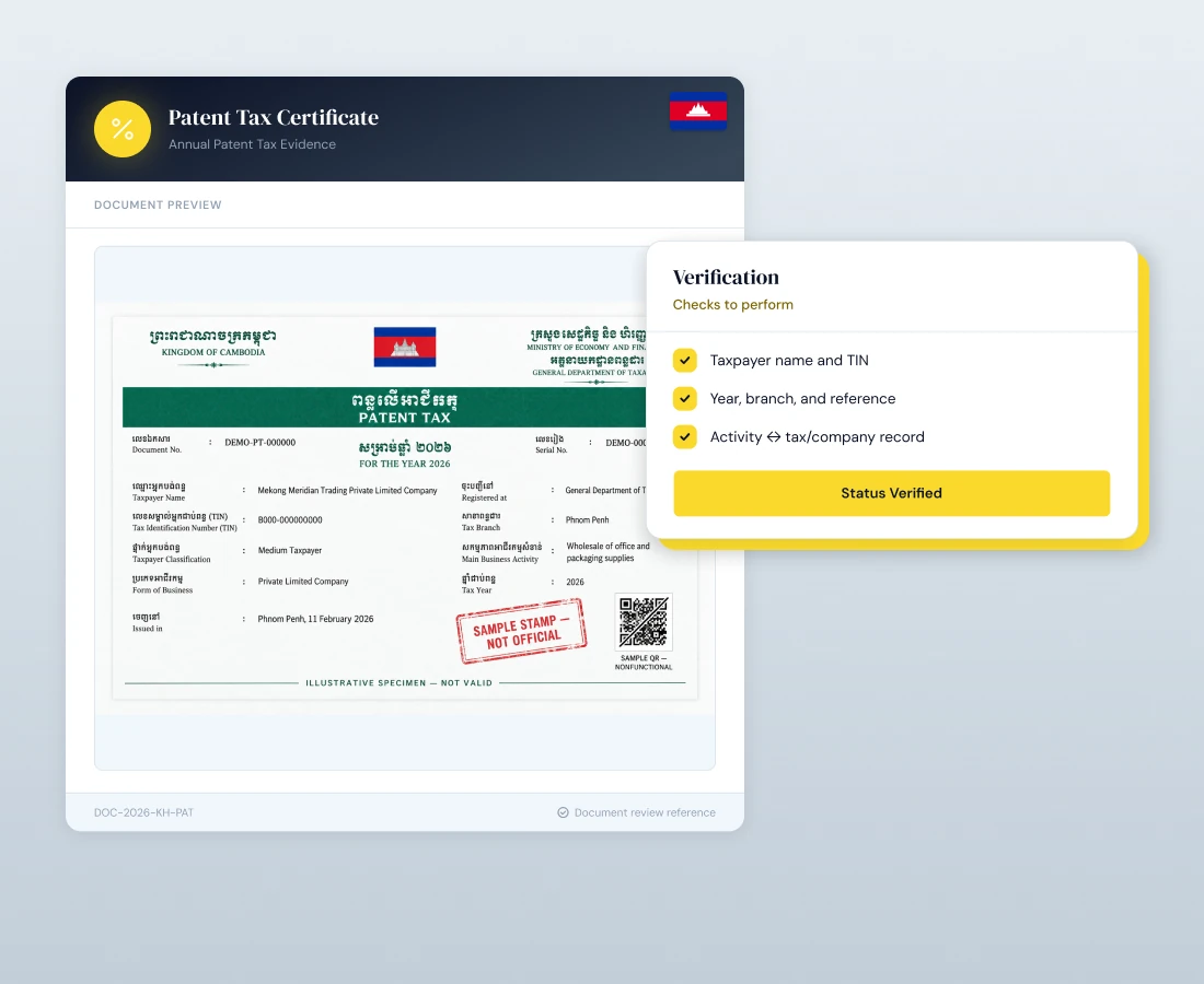 Patent Tax Certificate