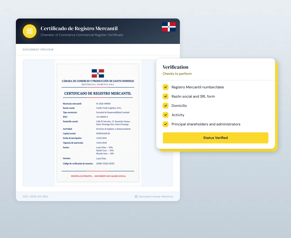 Certificado de Registro Mercantil