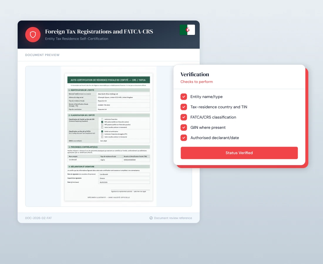 Foreign Tax Registrations and FATCA/CRS