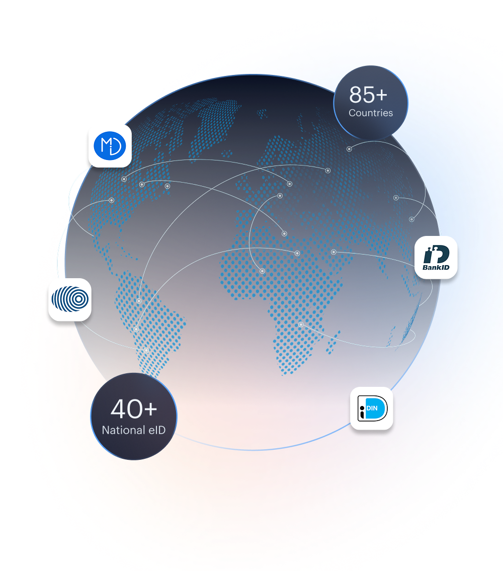 Faster approvals mockup — passive database checks, eID authentication, and docless fallback flow.