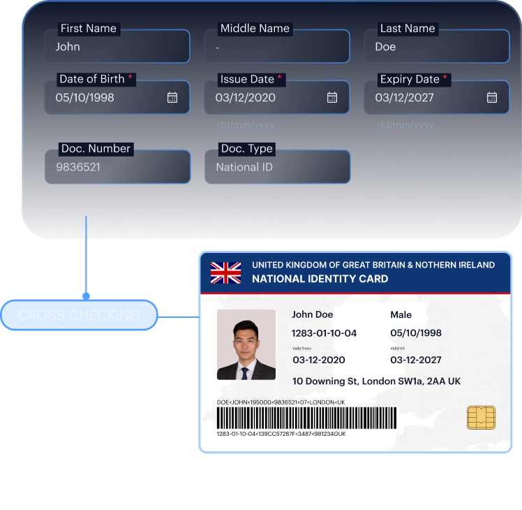 Higher assurance mockup — encrypted, digitally signed chip data extraction with passport portrait.