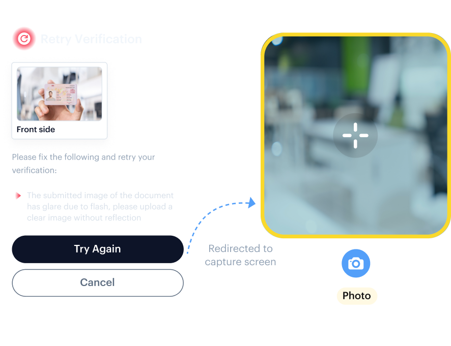 Privacy architecture mockup — on-device biometric processing with GDPR/EDPB alignment.