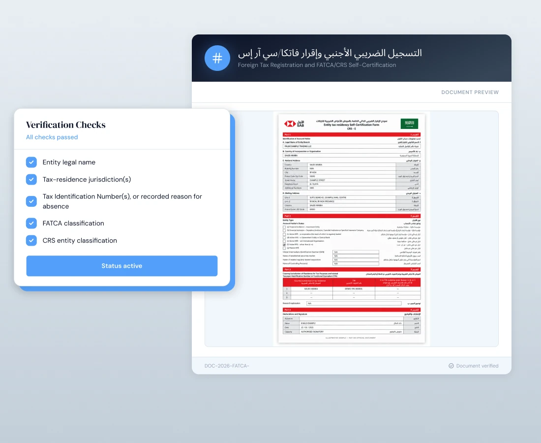 Foreign Tax Registration and FATCA/CRS Self-Certification
