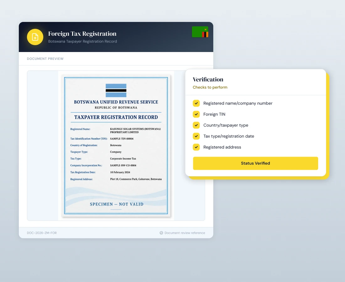 Foreign Tax Registrations and FATCA/CRS