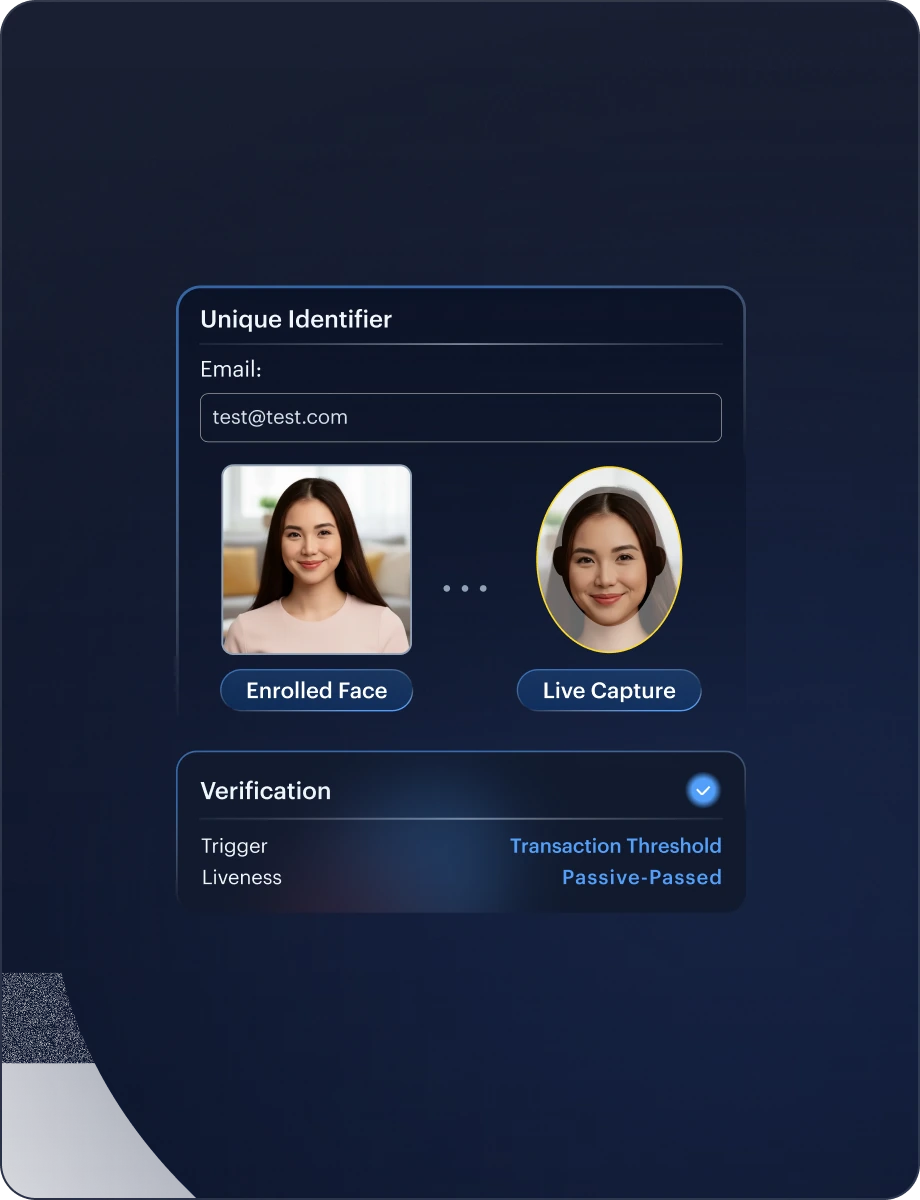 Biometric Face Authentication monitoring interface