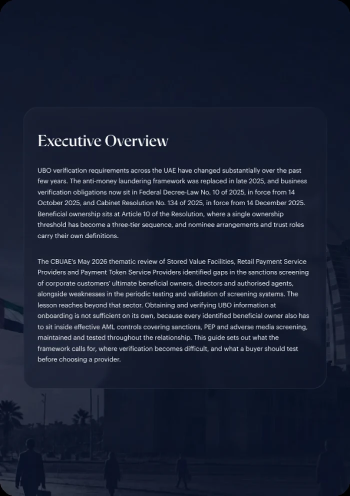 Guide page &mdash; screening the verified UBO
